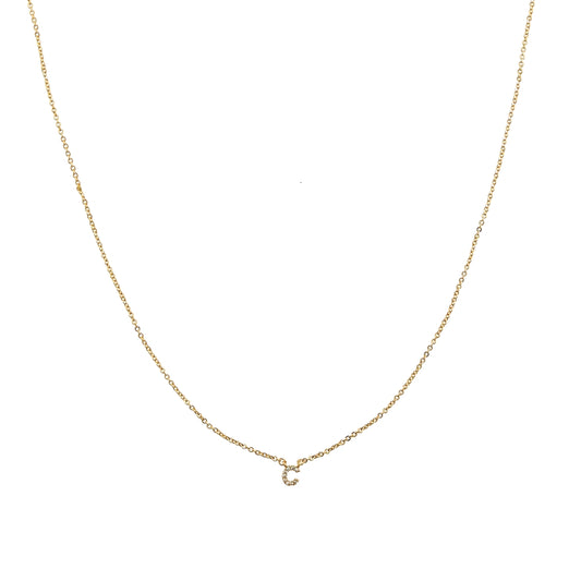Shiny C Initial Gold Necklace