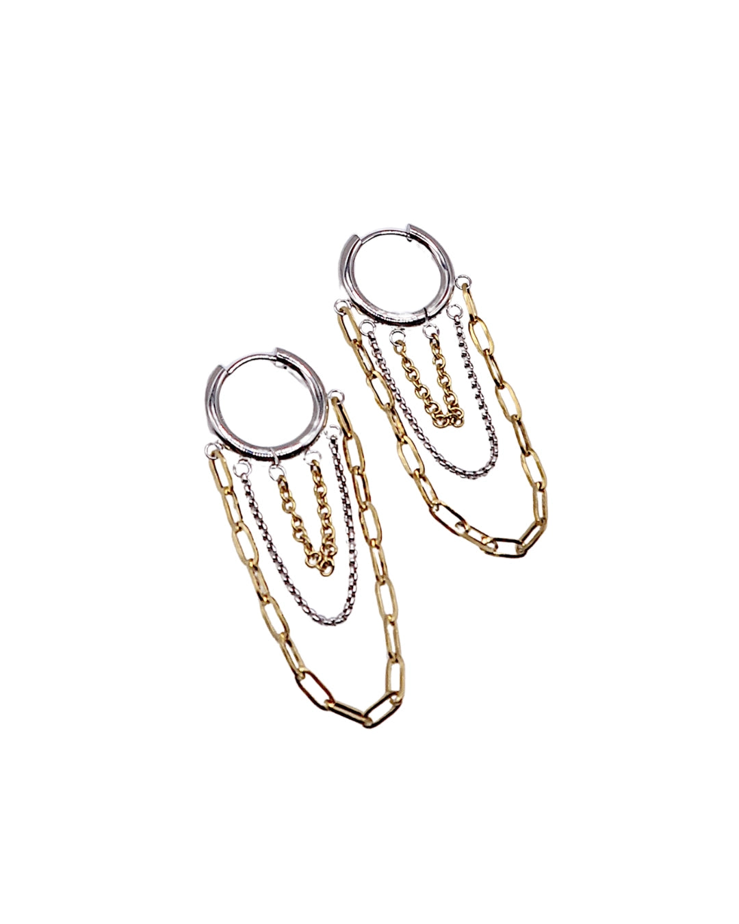 Berlin Chain Huggie Earrings, Two Tone