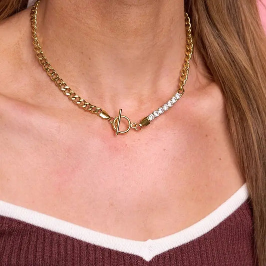Waterproof Gold Tay Front Clasp Necklace