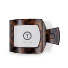 TELETIES Large Square Flat Tortoise Hair Clip, front view with logo card