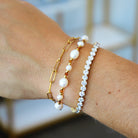 Waterproof Jackie Pearl Brown Bead Bracelet