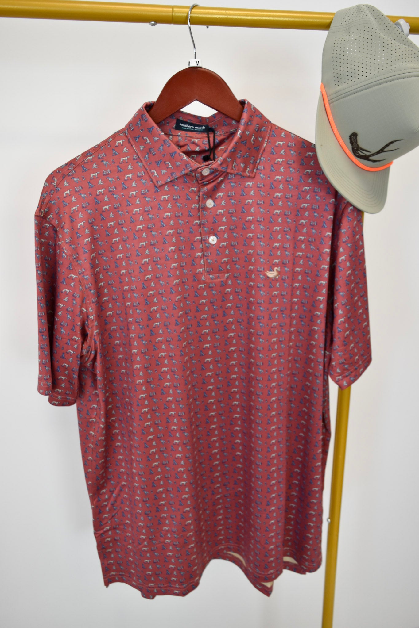 Southern Marsh Men's Burgundy Mans Best Friend Pointer Polo