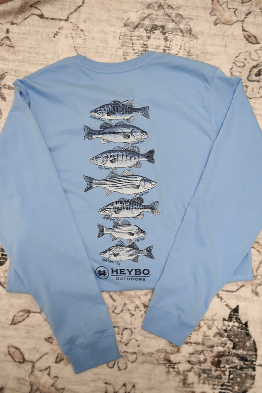 Heybo Cool Blue Stack of Bass Long Sleeve Tee