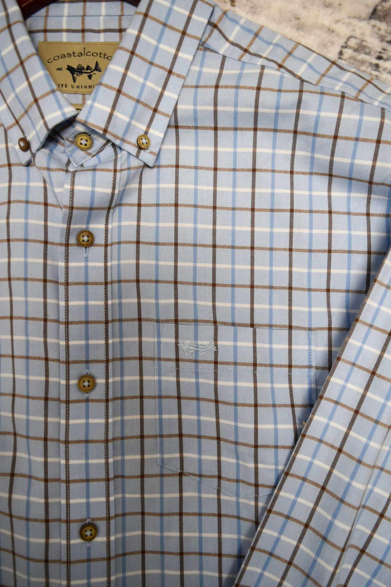 Coastal Cotton Men's Bay Blue Twill Sports Shirt