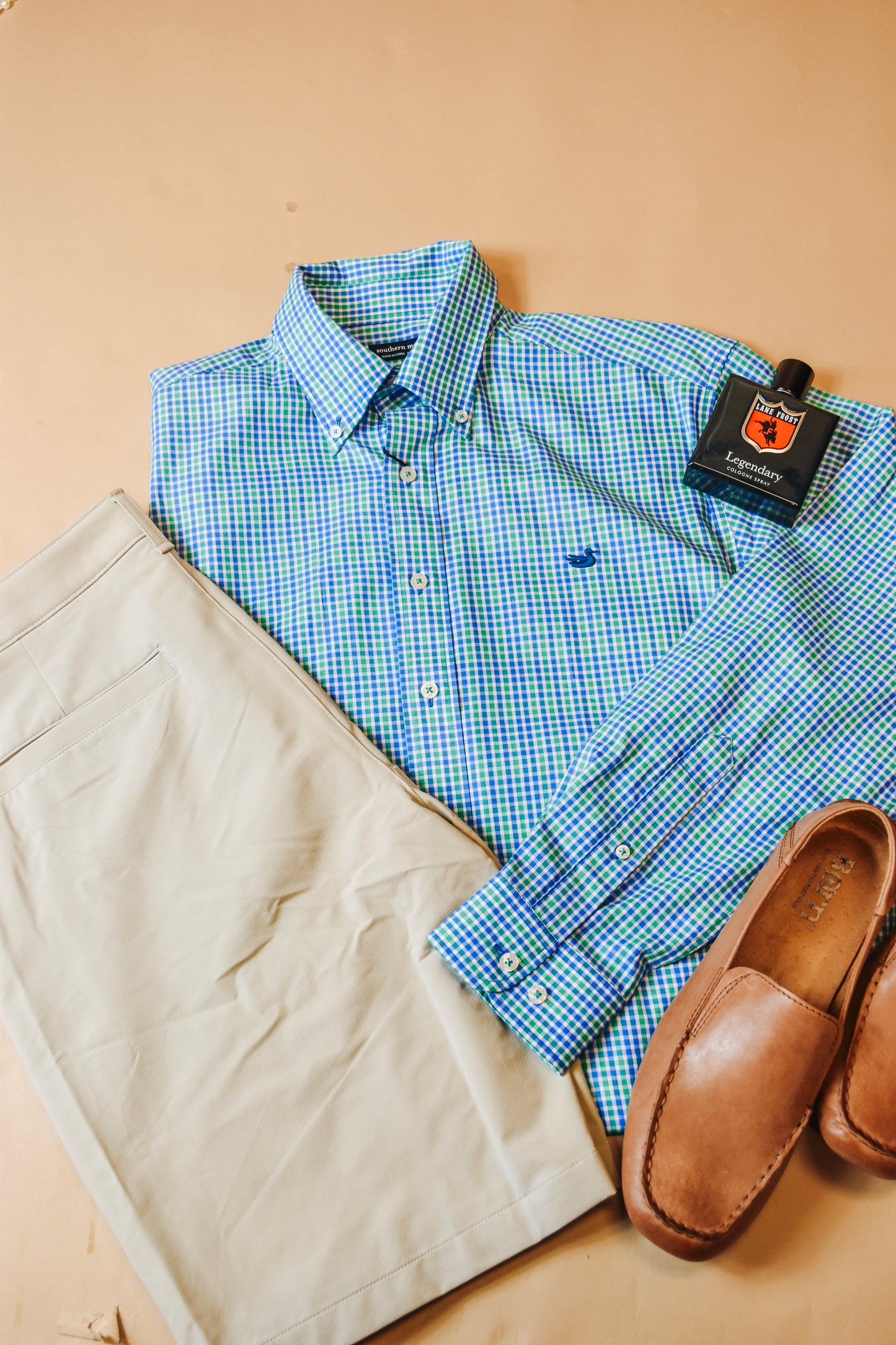 Campbell Plaid Dress Shirt- Green & Blue