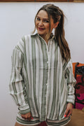 East Coast Long Sleeve Stripe Flannel Top