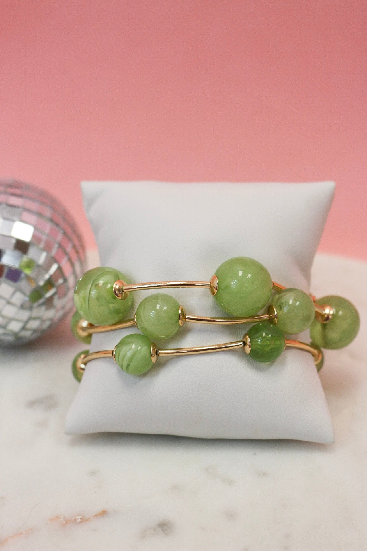 Beaded Gold Bar Set of 3 Stretch Bracelets