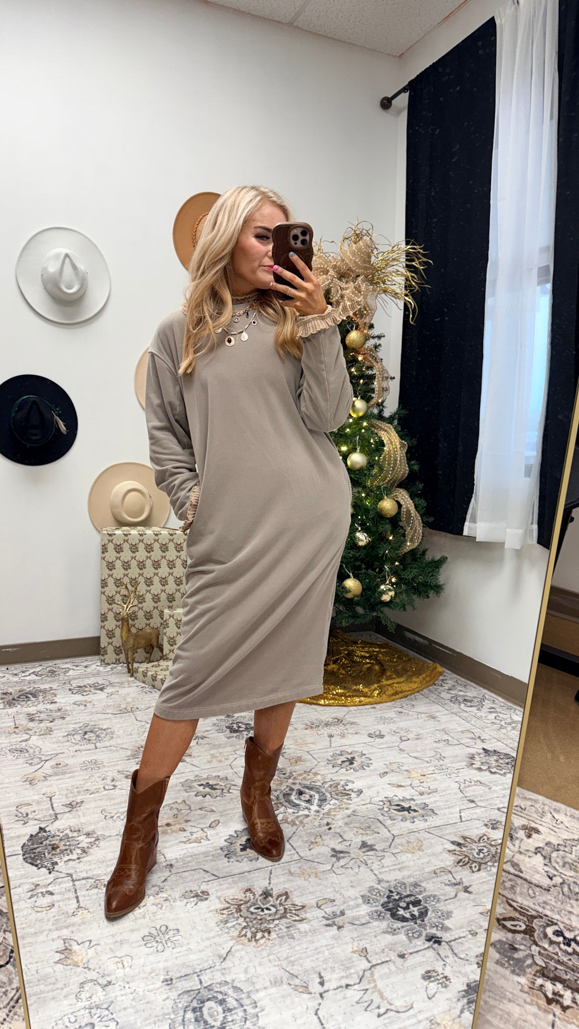 Switching Sides Ash Mocha Midi Dress