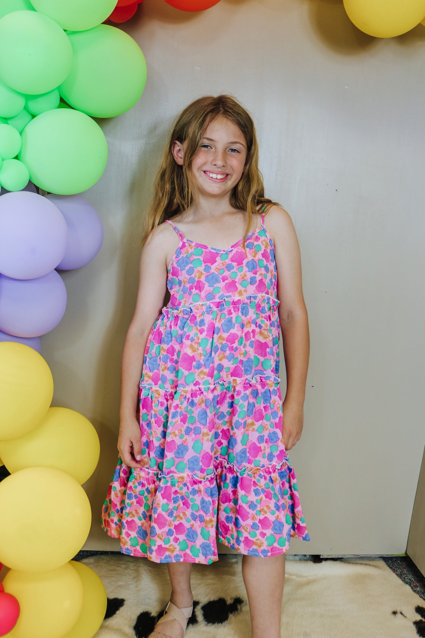 Girls Sea Shell Pink Maxi Dress