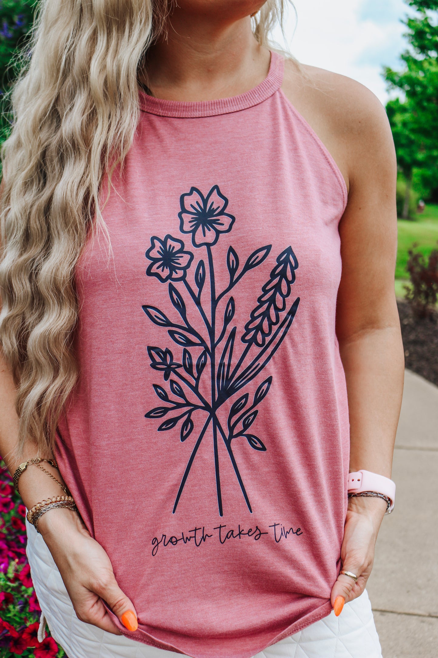 Growth Takes Time Floral Pink Dales Tank