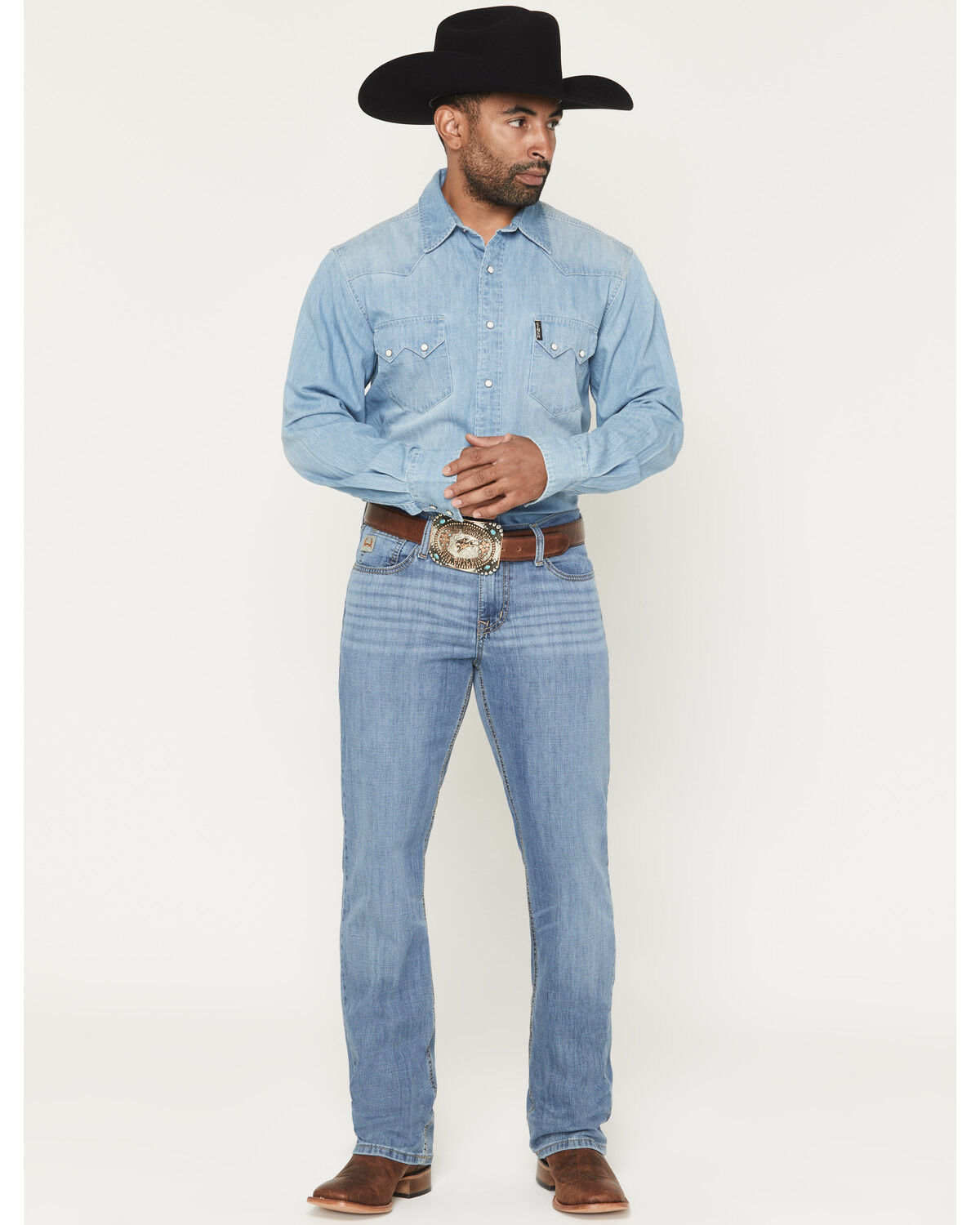 Cinch Men's Ian Light Stone Wash Slim Boot Cut Jeans