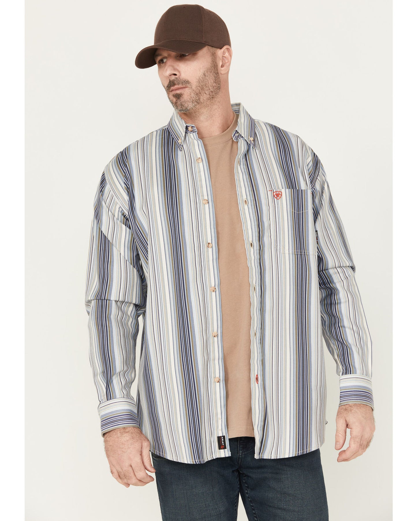 Ariat Men's FR Moon Striped Print Long Sleeve Work Shirt