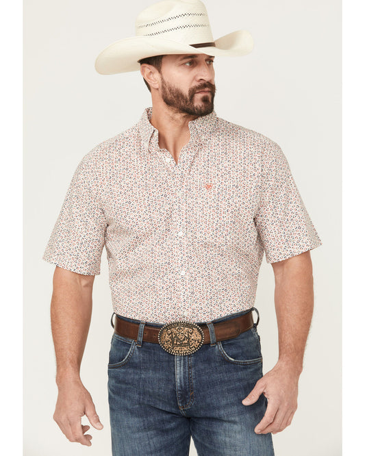 Ariat Men's Red Chapman Printed Short Sleeve Western Shirt