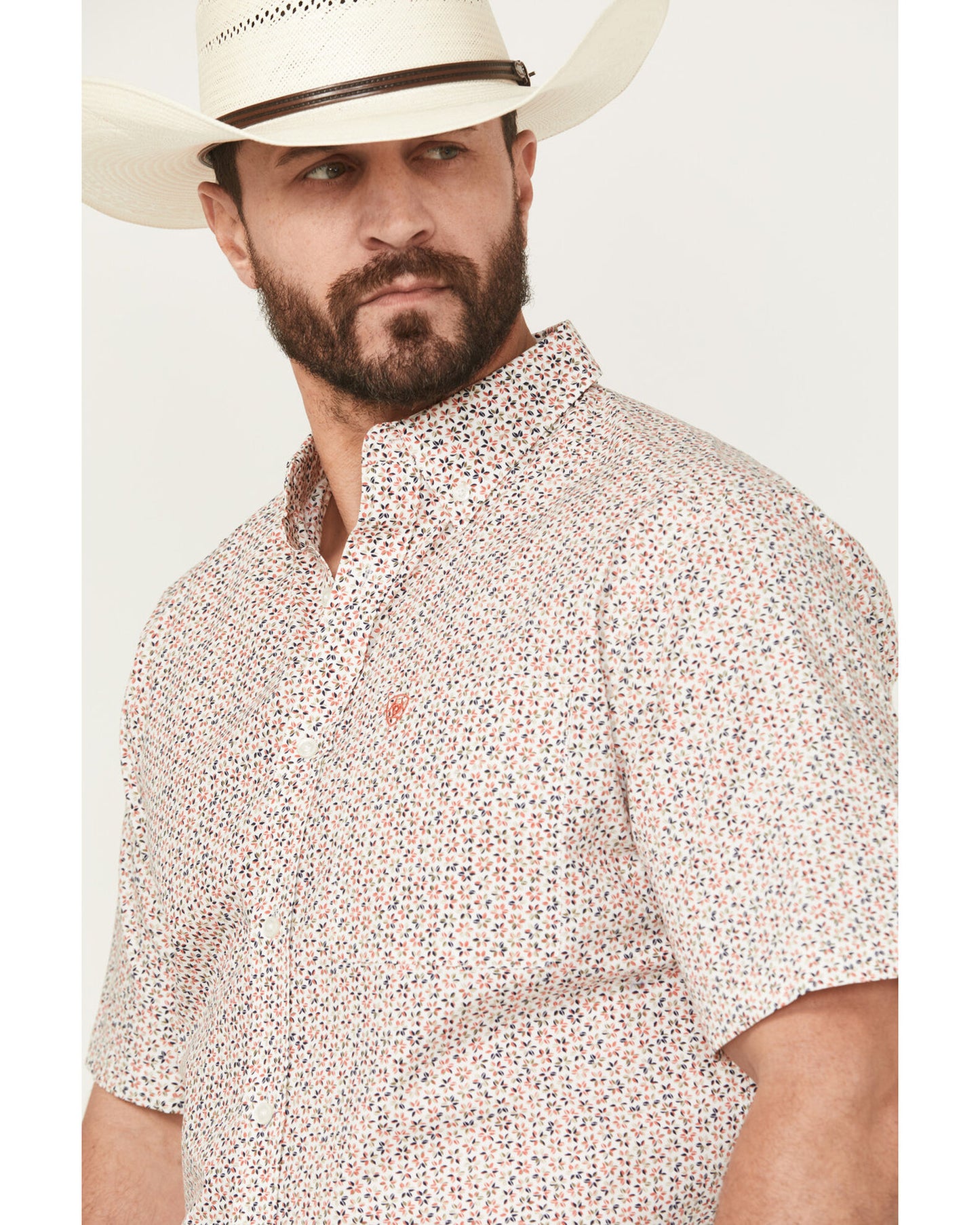 Ariat Men's Red Chapman Printed Short Sleeve Western Shirt