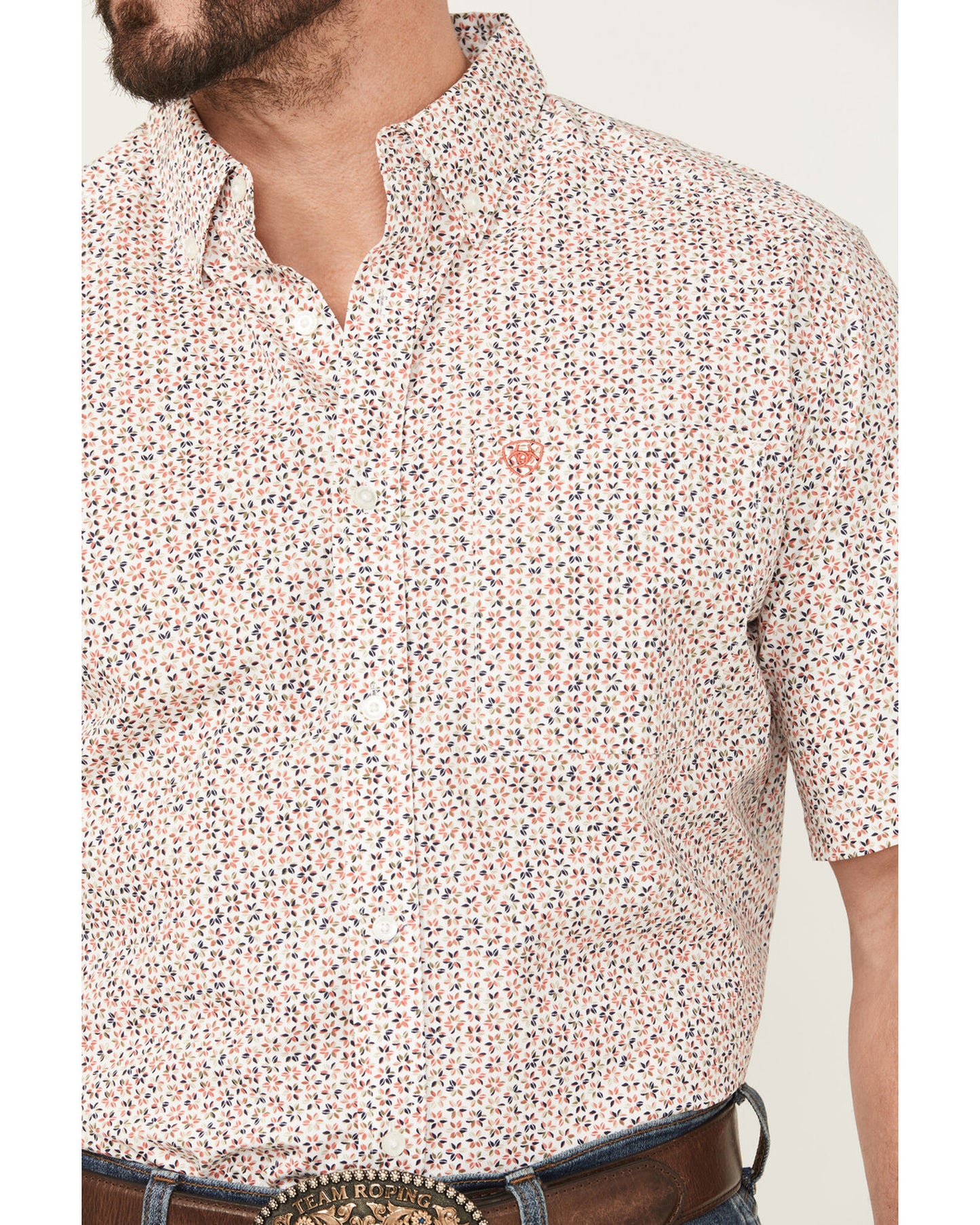 Ariat Men's Red Chapman Printed Short Sleeve Western Shirt