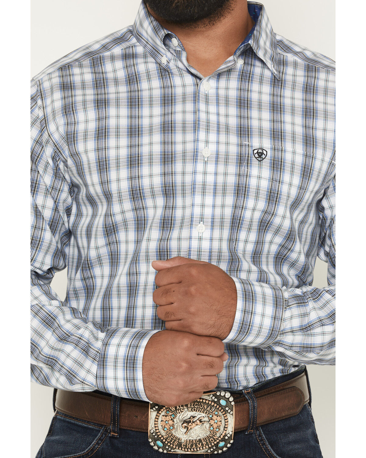 Ariat Men's Wrinkle Free White Cody Fitted Long Sleeve Shirt