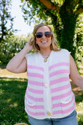 On My Own Terms Stripe Button Up Sweater Vest