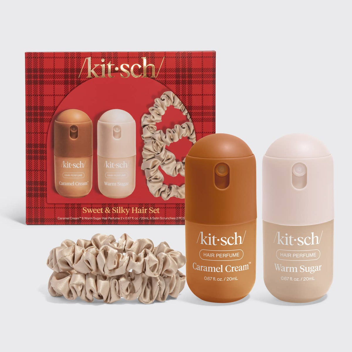 Kitsch Sweet and Silky hair perfume 4pc set with two mini mists, satin scrunchies and gift box