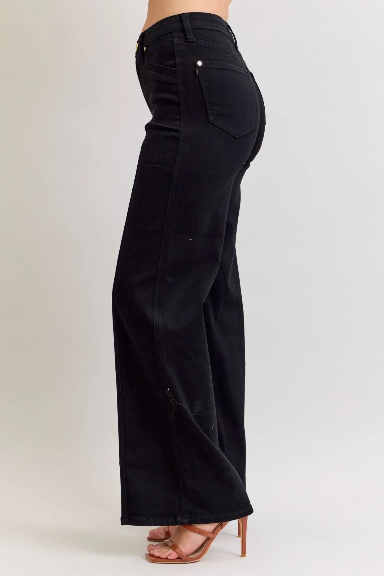 Judy Blue High Waisted Retro Wide Leg Black Denim Jeans
