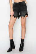 Risen High Rise Side Step Hem Shorts