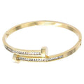 Rhinestone Stainless Steel Hinged Bangle Bracelet