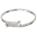 Rhinestone Stainless Steel Hinged Bangle Bracelet