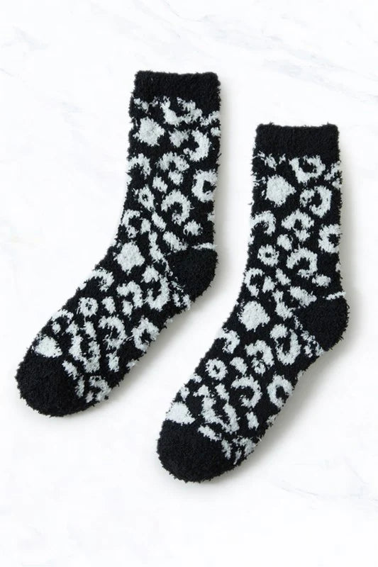 Leopard Fuzzy Socks -5 Colors