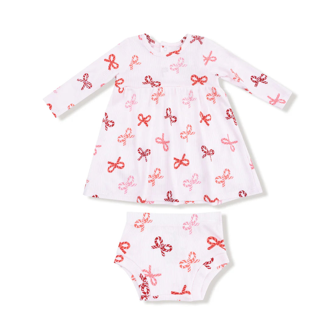 Candy Cane Bow Simple Dress + Bloomer