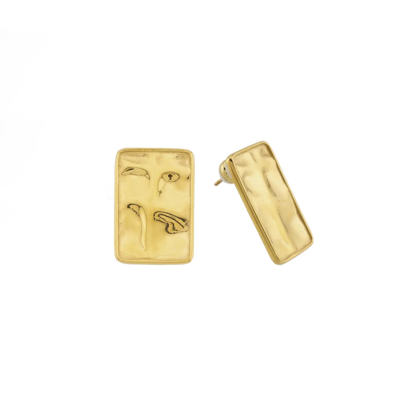 Gold Statement Rectangular Studs - Waterproof