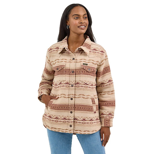 Wrangler Women's Tan Quilt Lined Jacquard Shacket