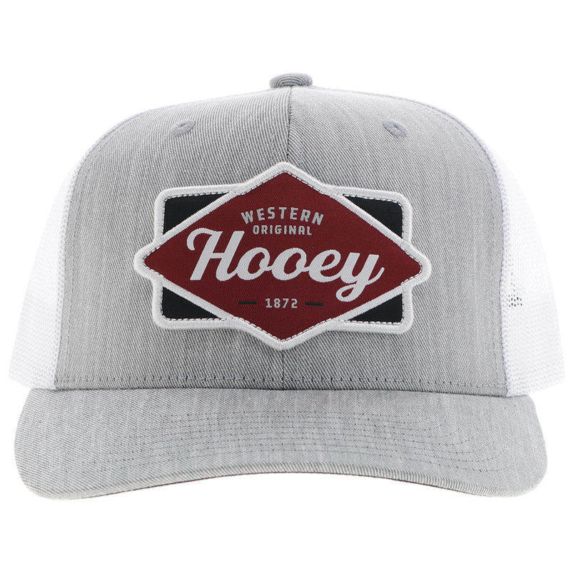 Hooey Diamond Grey & White With Black & Maroon Patch Hat