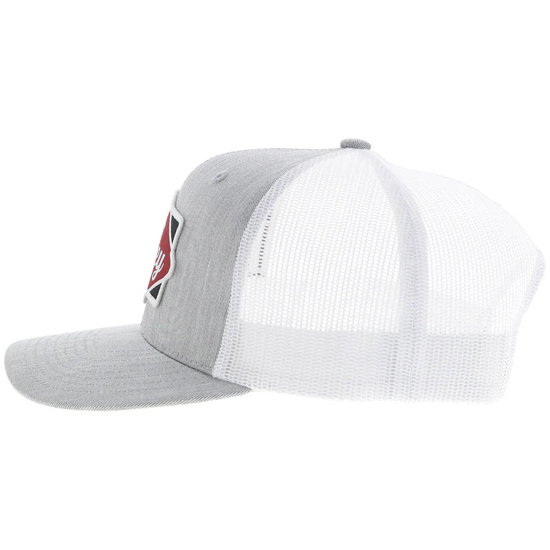 Hooey Diamond Grey & White With Black & Maroon Patch Hat