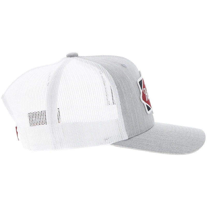 Hooey Diamond Grey & White With Black & Maroon Patch Hat