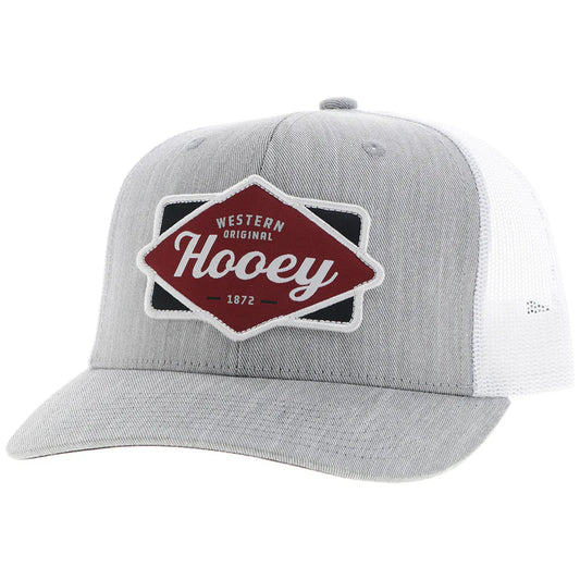 Hooey Diamond Grey & White With Black & Maroon Patch Hat