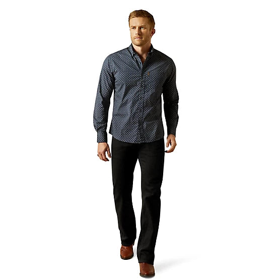 Ariat Men's Mylo Navy Modern Fit Long Sleeve Shirt