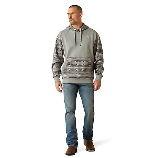 Ariat Men's Grey Southwestern Color Block Hoodie