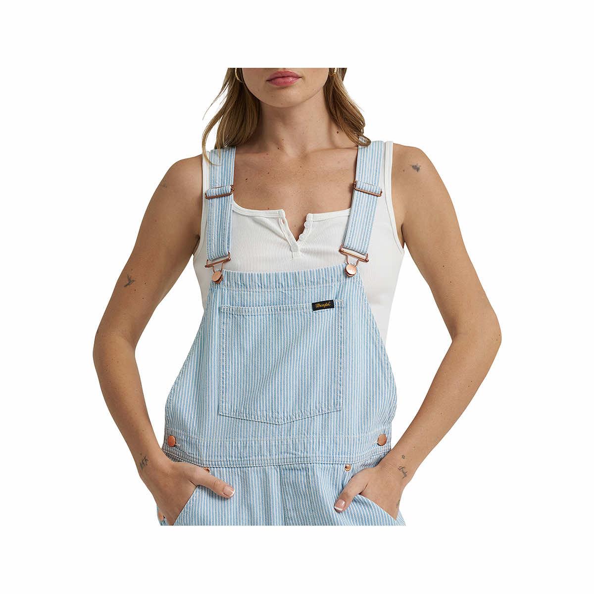 Wrangler X Lainey Wilson Denim Blue & White Stripe Overalls