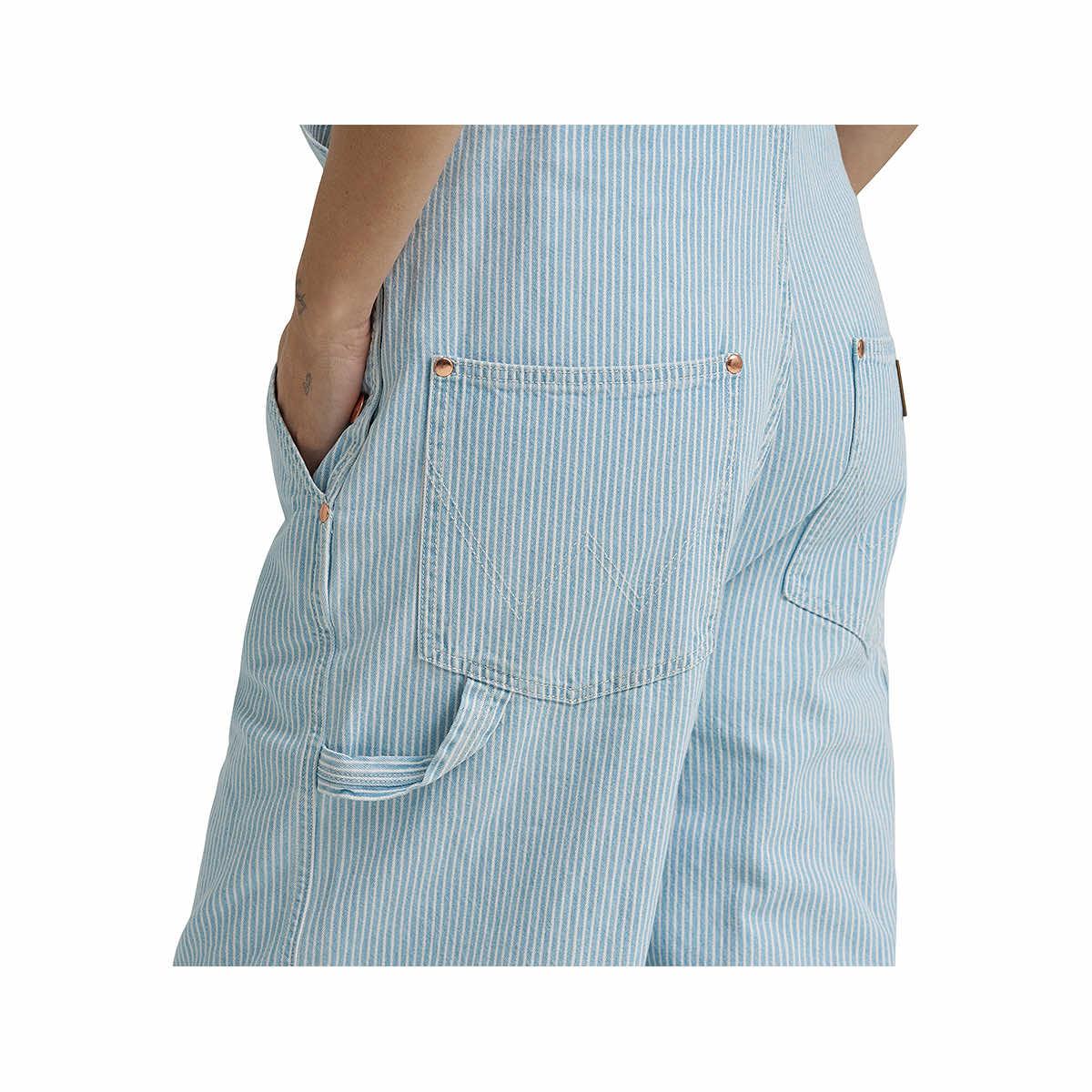 Wrangler X Lainey Wilson Denim Blue & White Stripe Overalls