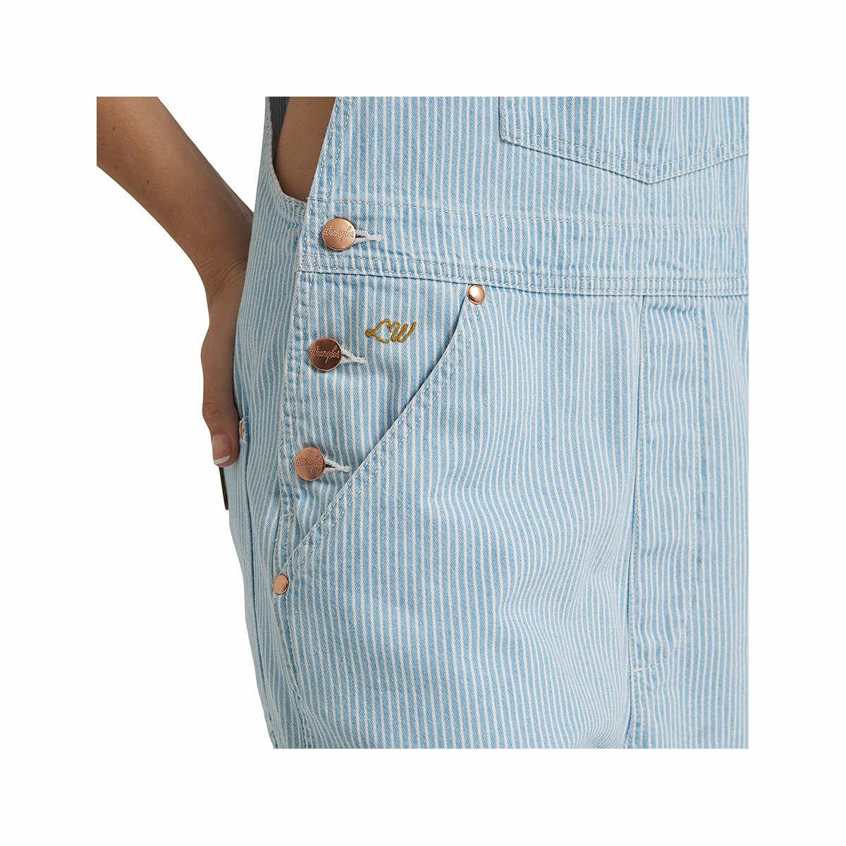 Wrangler X Lainey Wilson Denim Blue & White Stripe Overalls