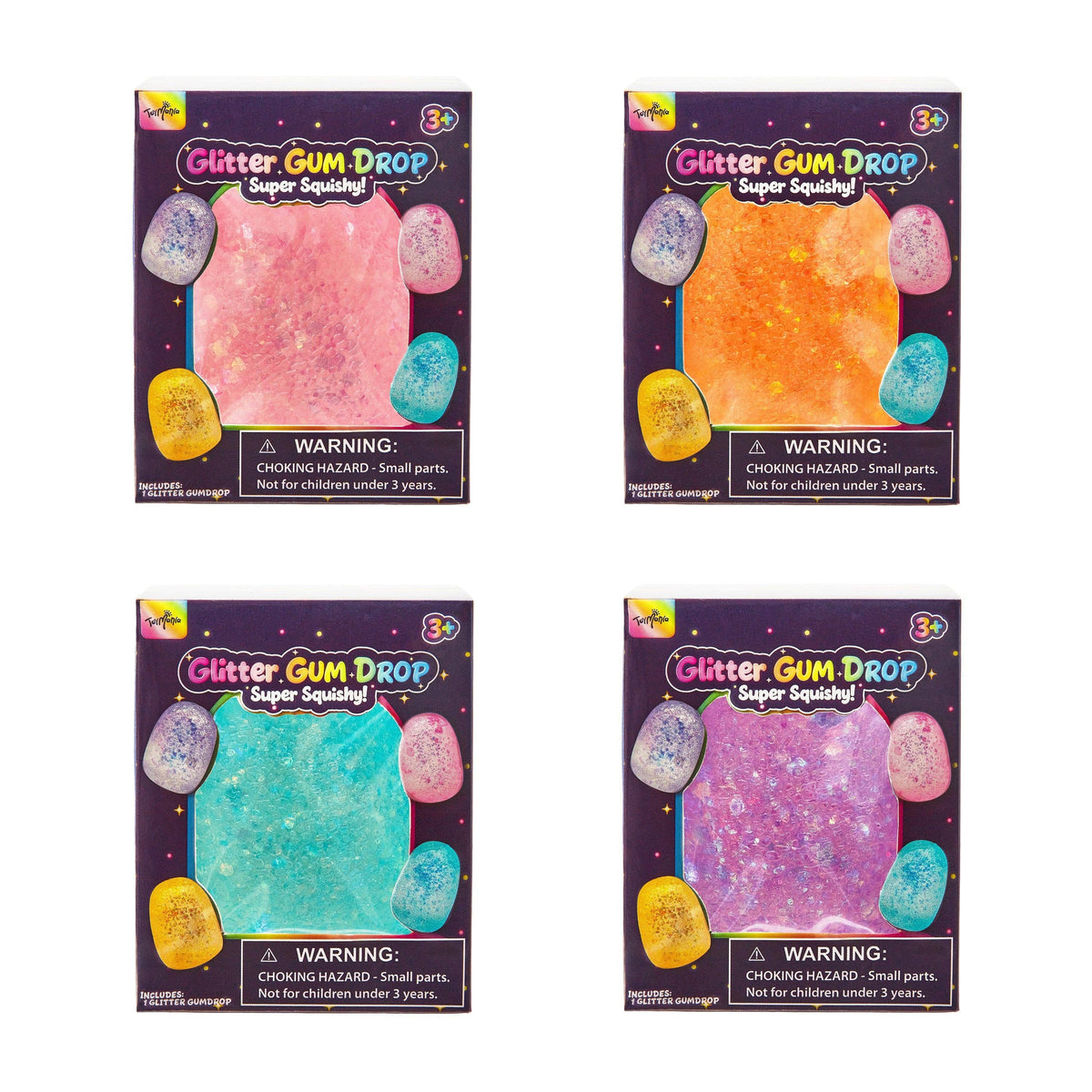 Sensory Toy Box: Squishy Glitter Gum Drops Stress Relief Fidget Toy (1pc) Ships Assorted