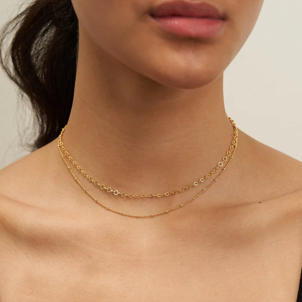 Gold Satellite Layered Choker Necklace - Water Resistant