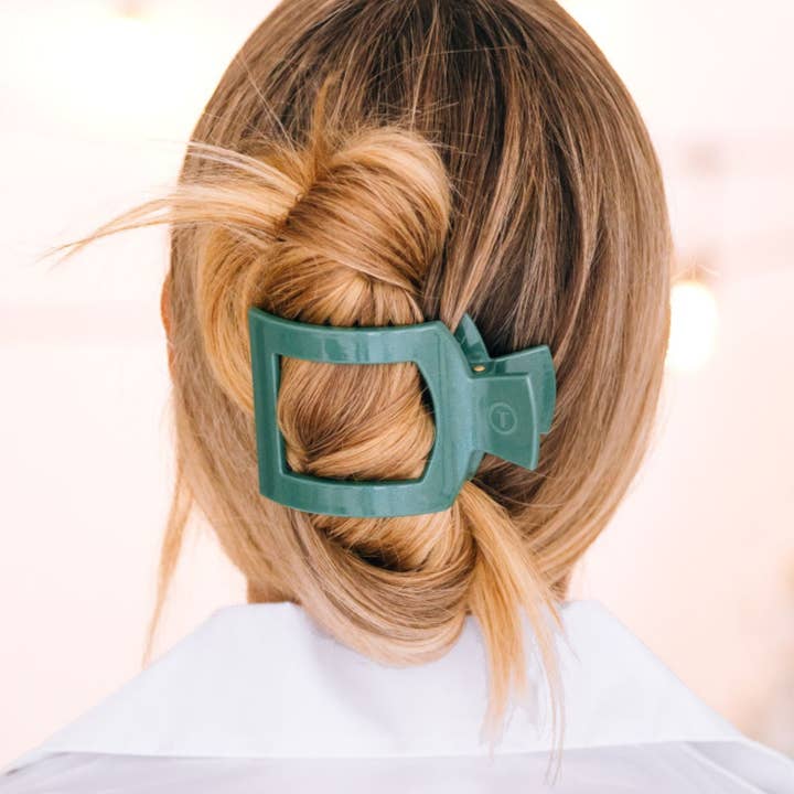 Square Flat Hair Medium Clip- Mistletoe