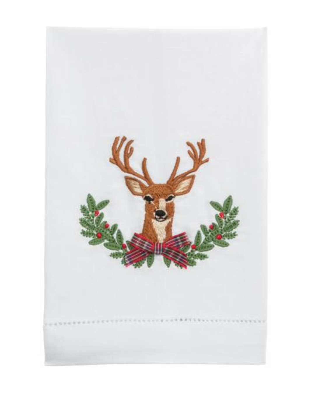 Christmas Embroidered White Hand Towel