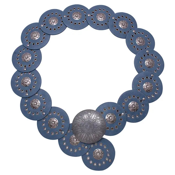 Y2K Metal Western Concho Embossed Circle Belt -2 Colors