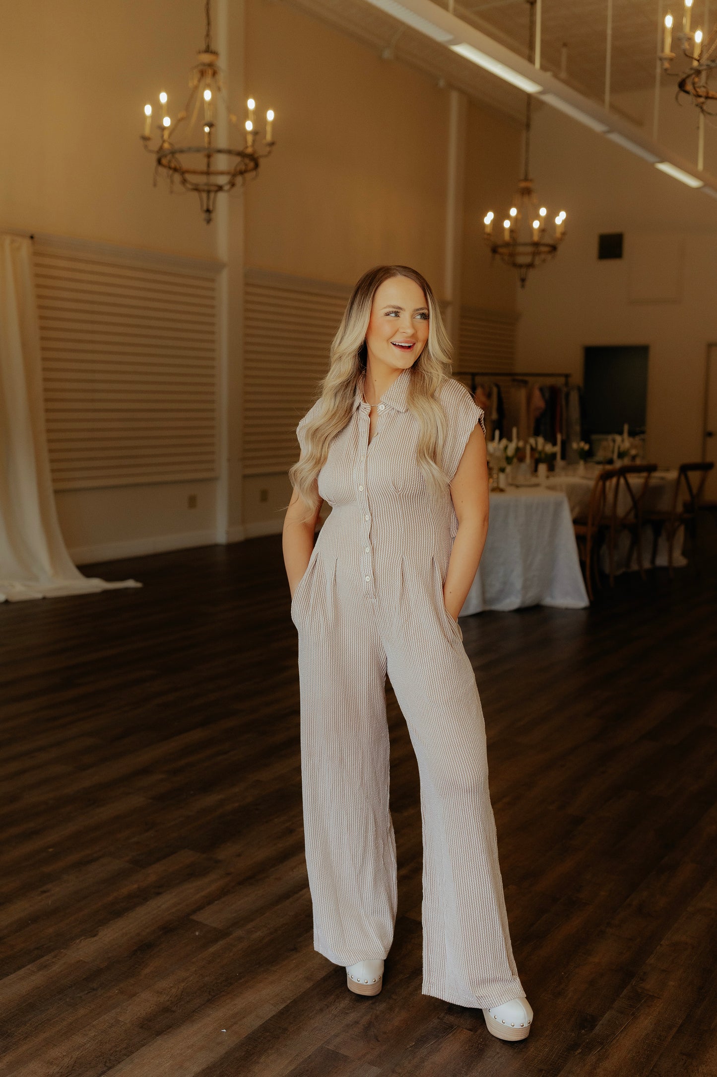 Lucky Choice Ribbed Oatmeal Jumpsuit