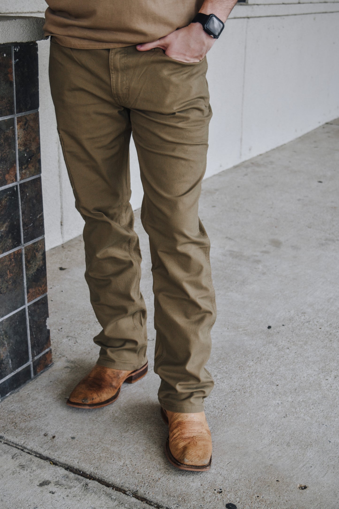 Rebar M4 Low Rise DuraStretch Made Tough Double Front Stackable Field Khaki Straight Leg Pant