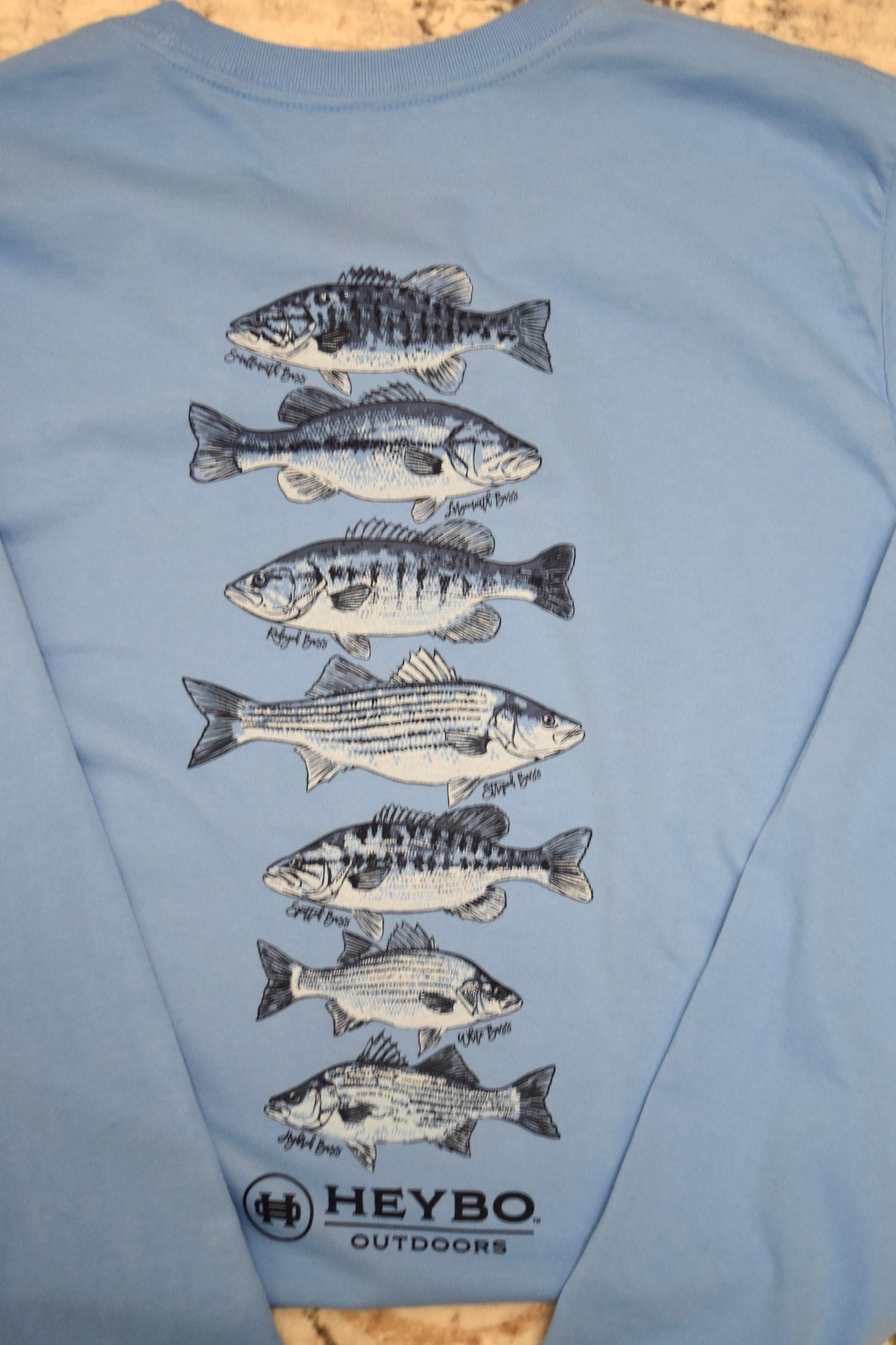 Heybo Cool Blue Stack of Bass Long Sleeve Tee