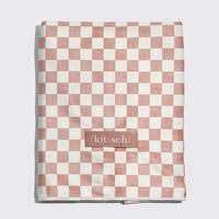 Extra Large Quick Dry Hair Towel Wrap- Terracotta Checker