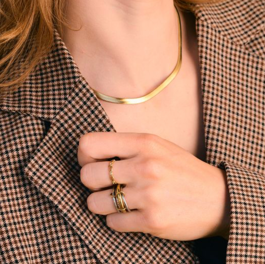 Waterproof 5MM Gold Herringbone Necklace
