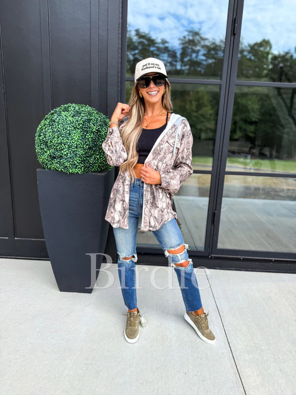 Yours To Hold Camo Ribbed Shacket -2 Colors